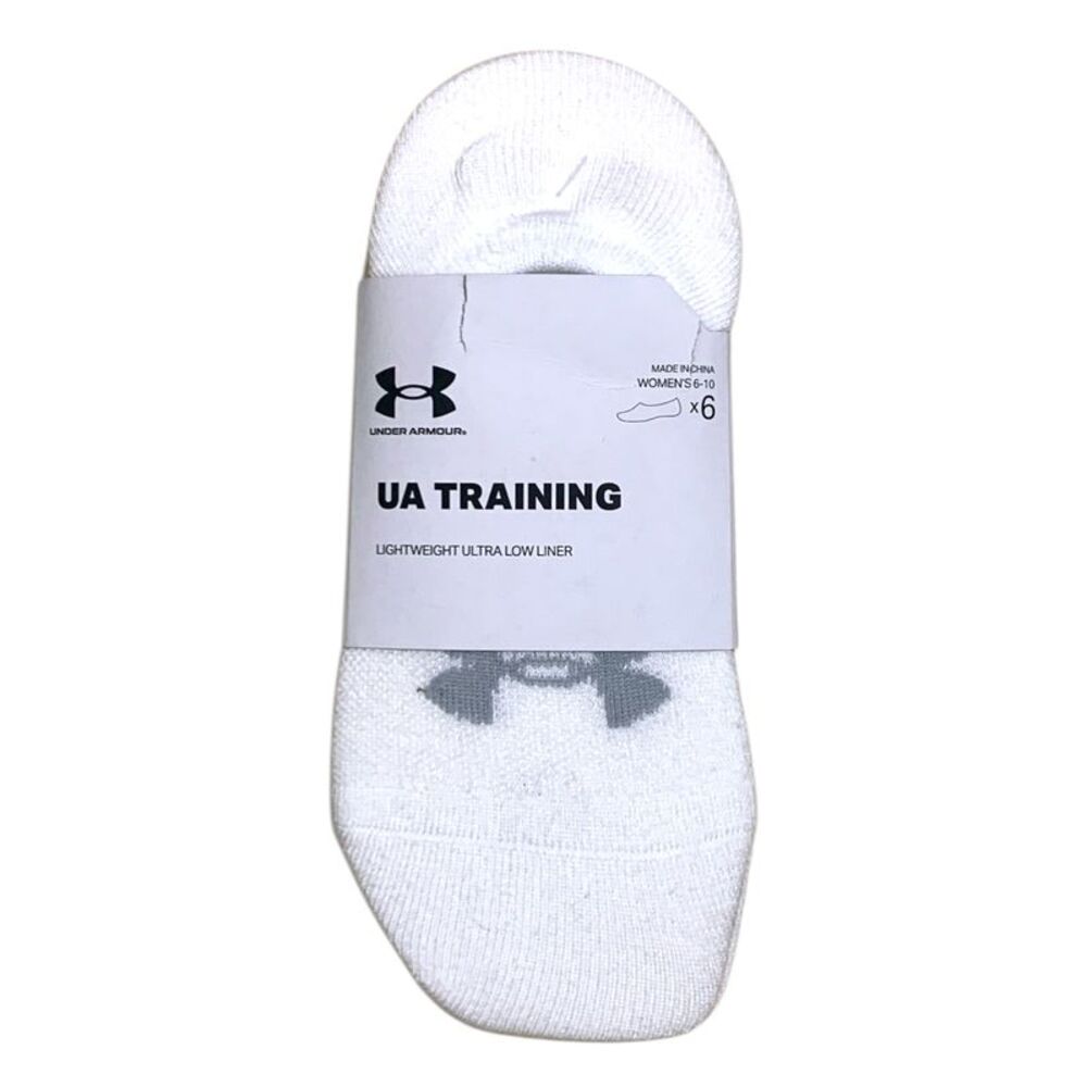 White - Under Armour Women’s UA Training Lightweight Ultra Low Liner Socks – 6 P
